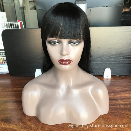 wholesale curly bob wig human hair wig with fringe, fringe wig human hair, 100% natural remy india human hair wig